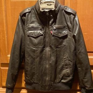 Levi’s faux leather bomber jacket size M color chocolate brown
